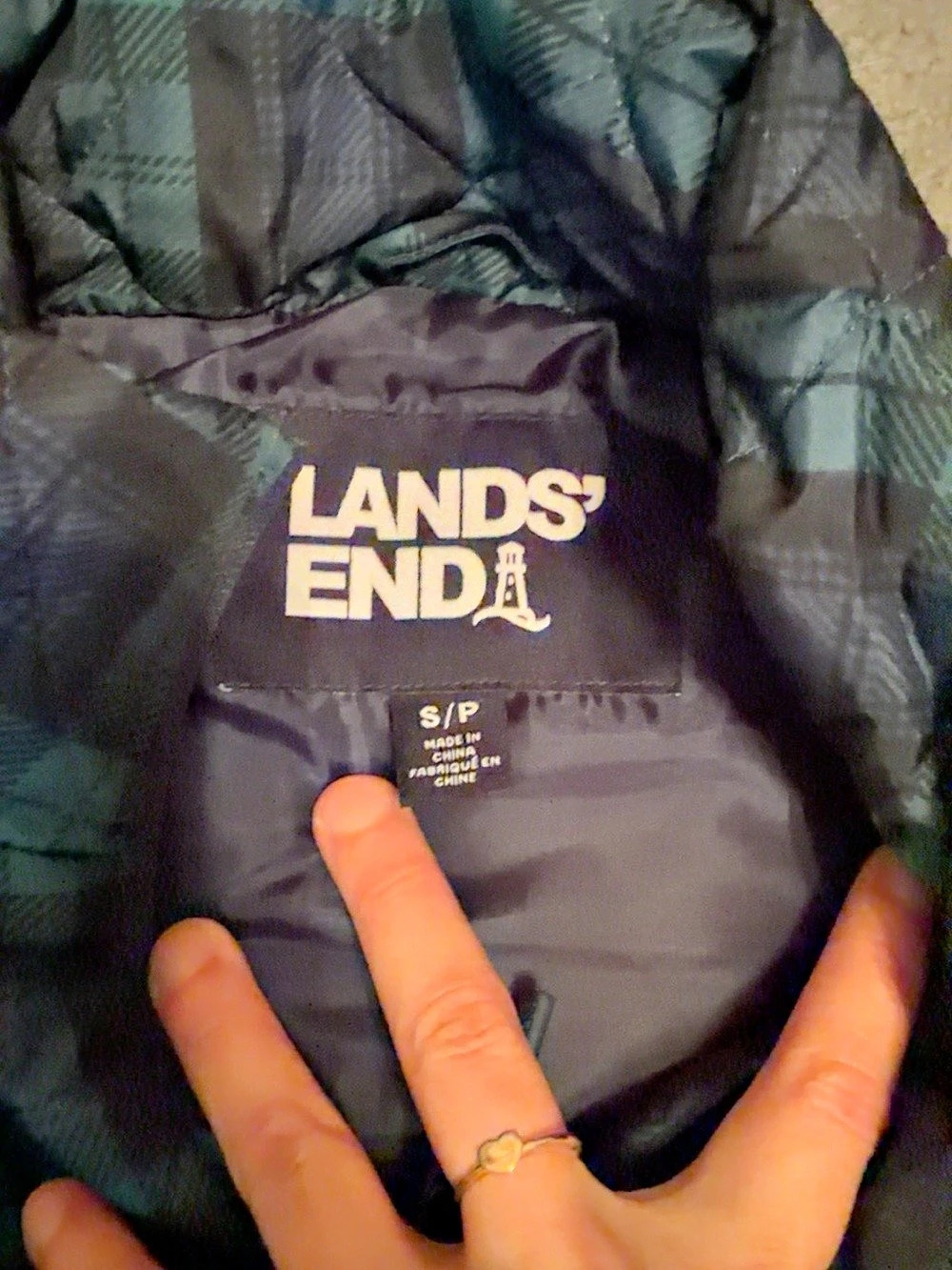 Lands' End Print FeatherFree Quilted Insulated Vest Small - Picture 2 of 2